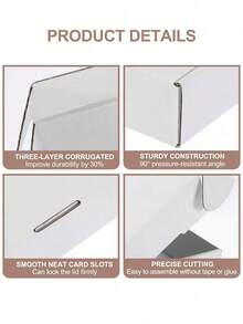8pcs - Sturdy White Corrugated Cardboard Boxes, Perfect For Small Businesses, E-Commerce, Shipping And Packaging | Gift And Storage Boxes, Corrugated Gift Boxes For Shipping And Packaging, Small Mailing Boxes, White Mailing Boxes, Flat Corrugated Cardboard, Document Mailing Boxes, Jewelry Packaging - Multiple Styles - View 2