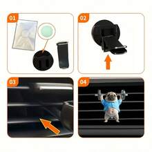 1pc Creative Cute Acrylic Weightlifting Puppy Car Air Vent Clip/Air Conditioner Vent Fragrance Diffuser - Weightlifting Puppy Decorative Clip - View 6