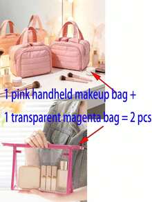 1pc Multifunctional Women's Travel Tote Bag, Featuring Multi-Layer Design, Soft Plush Texture, Zipper Closure And Waterproof Material. Suitable For Storing Cosmetics, Home Decor, Desk Storage And Travel Bag. - Multicolor - View 15