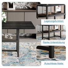 Rectangle Dining Table Industrial Style Walnut Finish, Seats 4-6 People, With Shelf And Black Metal - 黑色 - 查看 5