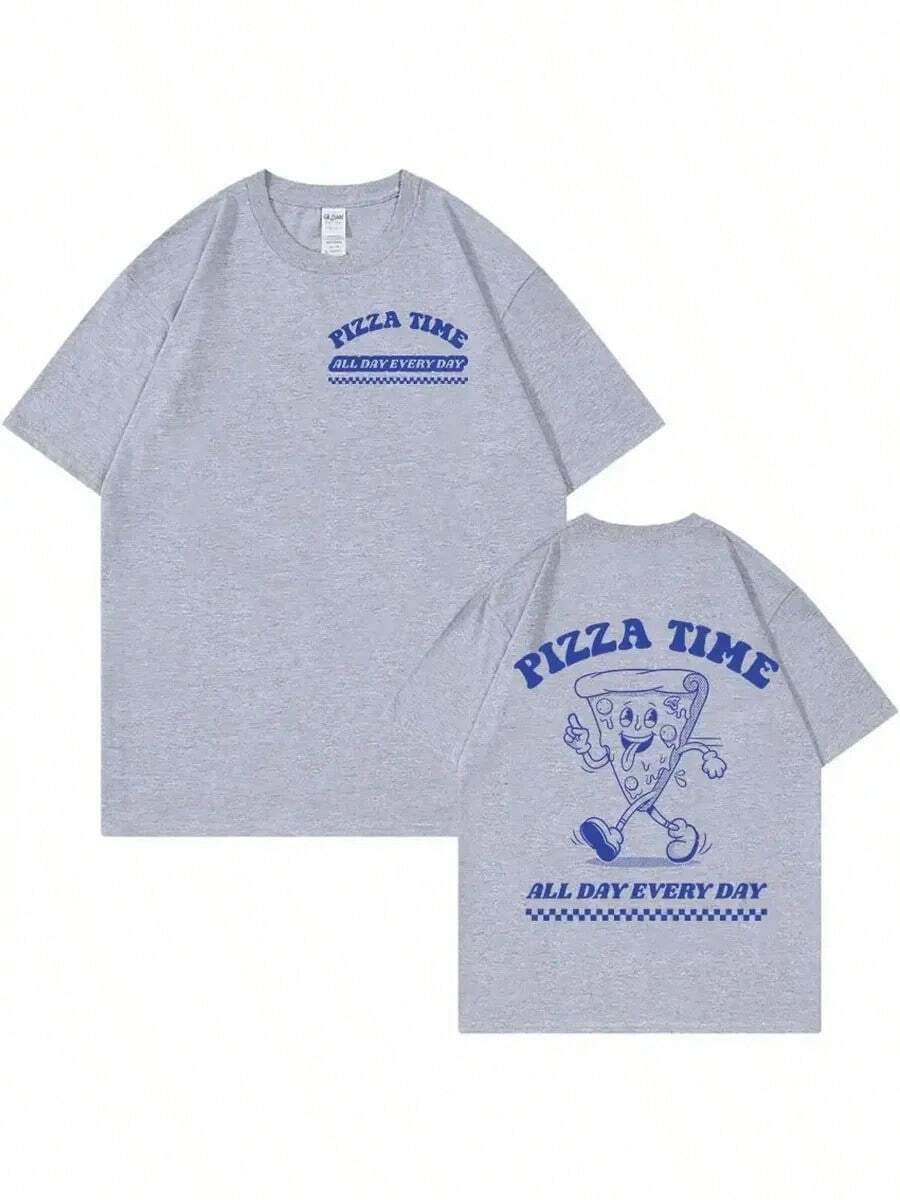 Oversized Cotton T-Shirt With Print - 灰色 - 查看 1