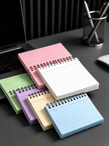 1pc 6-Pack Spiral Notebook, Colorful Lined Pocket Notebook, Tear-Off Pages, Small Diary Memo Pad, Suitable For School, Office, Study - Coil - View 1