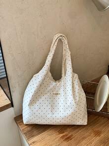 Dedoo 極簡風 PU 皮革大號托特包 肩背手提包 便攜手柄購物包 女款 適合大學、辦公室、工作、商務 - 白色 - 查看 6