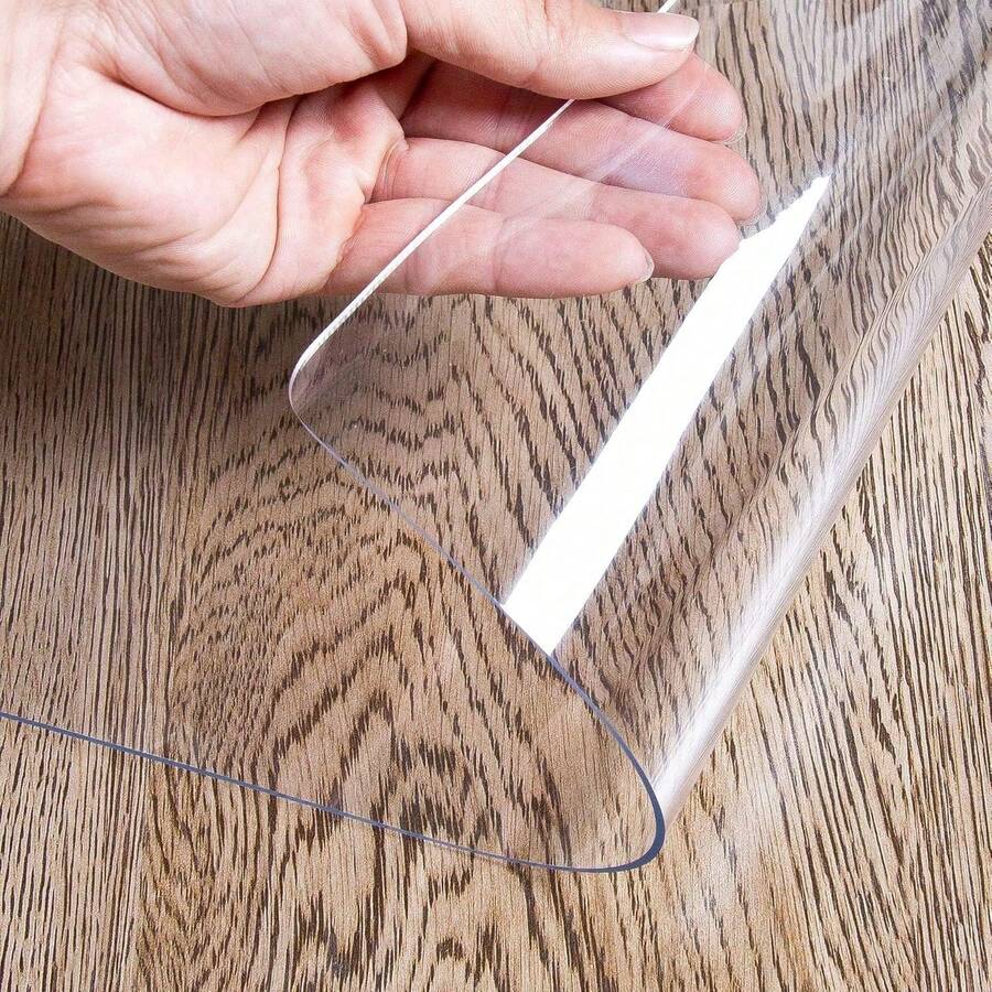 Clear Table Cover Protector Thick Plastic Table Cover, Table Protector For Dining Room Table, Waterproof Vinyl Tablecloth Table Pad Mat For Kitchen, Dresser, Writing Desk - Transparent - View 1