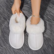 Women's Comfortable Non-Slip Wear-Resistant Closed-Toe Faux Rabbit Fur Faux Suede Slippers - Apricot - View 9