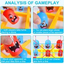 Juego de Estrategia Portátil Apilable de Tres en Raya de Dibujos Animados, Tablero de Plástico Colorido con Piezas de Juego con Cara Sonriente, Juguete de Entretenimiento para Escritorio, Patio y Fiesta para Adolescentes & Adultos de 14+ Años - Multicolor - Ver 6