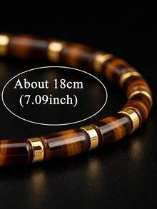 Retro Style Tiger Eye Bracelet For Men, Courage, Confidence, Protection Yoga Meditation Spirituality Jewelry Daily Wear Gift For Him, Dad, Boyfriend - Multicolor - View 3