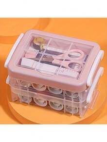 30pcs Sewing Kit Set, Portable Large 3-Layer Sewing Box For Home Mending, Portable 3-Layer Sewing Bag With Transparent Storage Box Fabric Organizer Sewing Storage - A - View 5