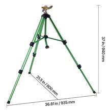 Aspersor de Impacto Sobre Base de Trípode, Aspersores de Trípode de Altura Ajustable con Cabezal de Latón y Conector de 3/4" NH, Aspersor de Riego de Cobertura de Área Grande de 360°, Verde - 3/4" NH - Ver 10