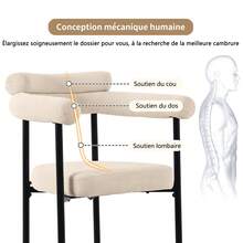 Modern Dining Chairs Dark Grey Velvet Comfortable Stylish - Beige - View 3
