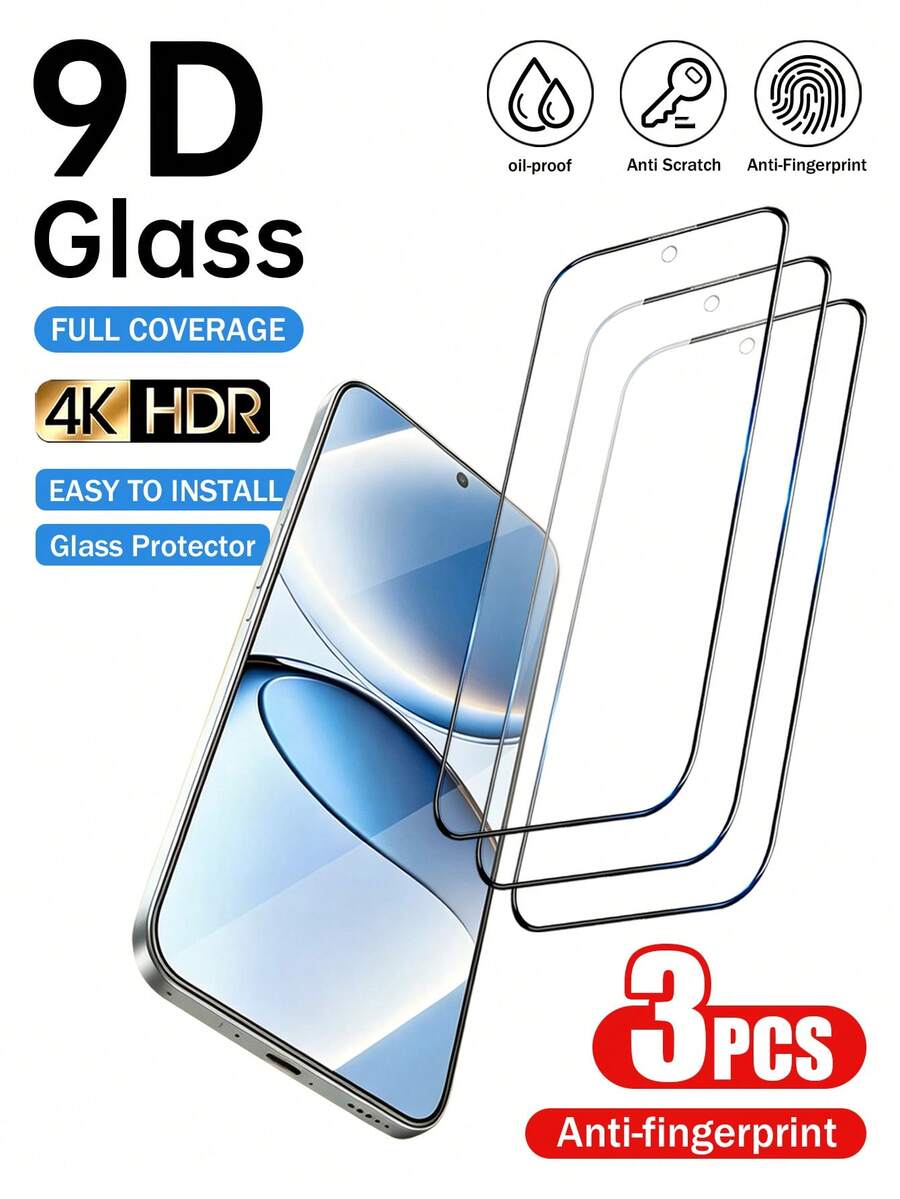 XINHONGYU 9D HD Full Glue Tempered Glass Screen Protector, Compatible With Redmi Note 14/13 Pro Max/12R/11 Lite/10S/9A/8/T/14C/13C/11 10 2022/9i Power/A5/A4/A3/A2+/A1/K80/K70 Pro/K60 Ultra/K50/K40/K30 Series, Full Coverage Screen Protector - Clear - View 1