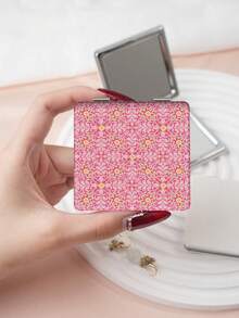 1PC Art Decor Series Portable Folding Makeup Mirror, Lightweight Ultra-Thin Convenient Durable PU Leather, Suitable For Various Occasions Travel Party Work School, Suitable For All Ages - Multicolor - View 6