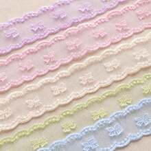 1碼甜美刺繡蕾絲緞帶蝴蝶結 DIY 裝飾飾邊，適用於衣飾、禮品包裝、手工藝品（寬4cm） - 花邊緞帶 - 查看 6