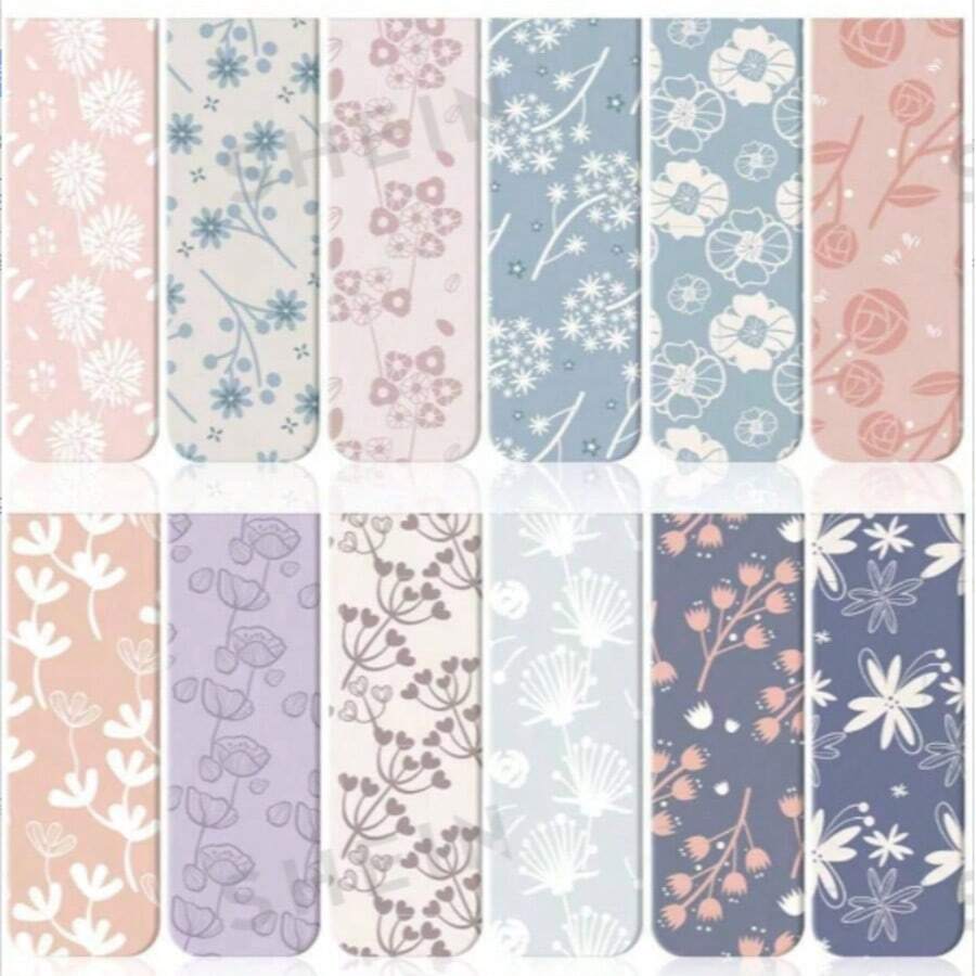 12pcs Magnetic Bookmarks For Women Floral Book Markers For Women Floral Planner Magnetic Bookmarks Categorized Book Magnetic Page Markers For Books Student Reading Clips Magnetic Bookmarks (12 Designs) - Color Style Randomized - View 1