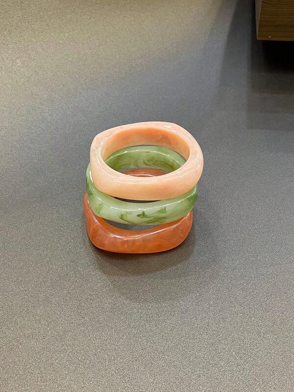 1/3pcs Fashion Vintage Exaggerated Multicolor Asymmetrical Resin Bracelet, Suitable For Women's Daily Wear