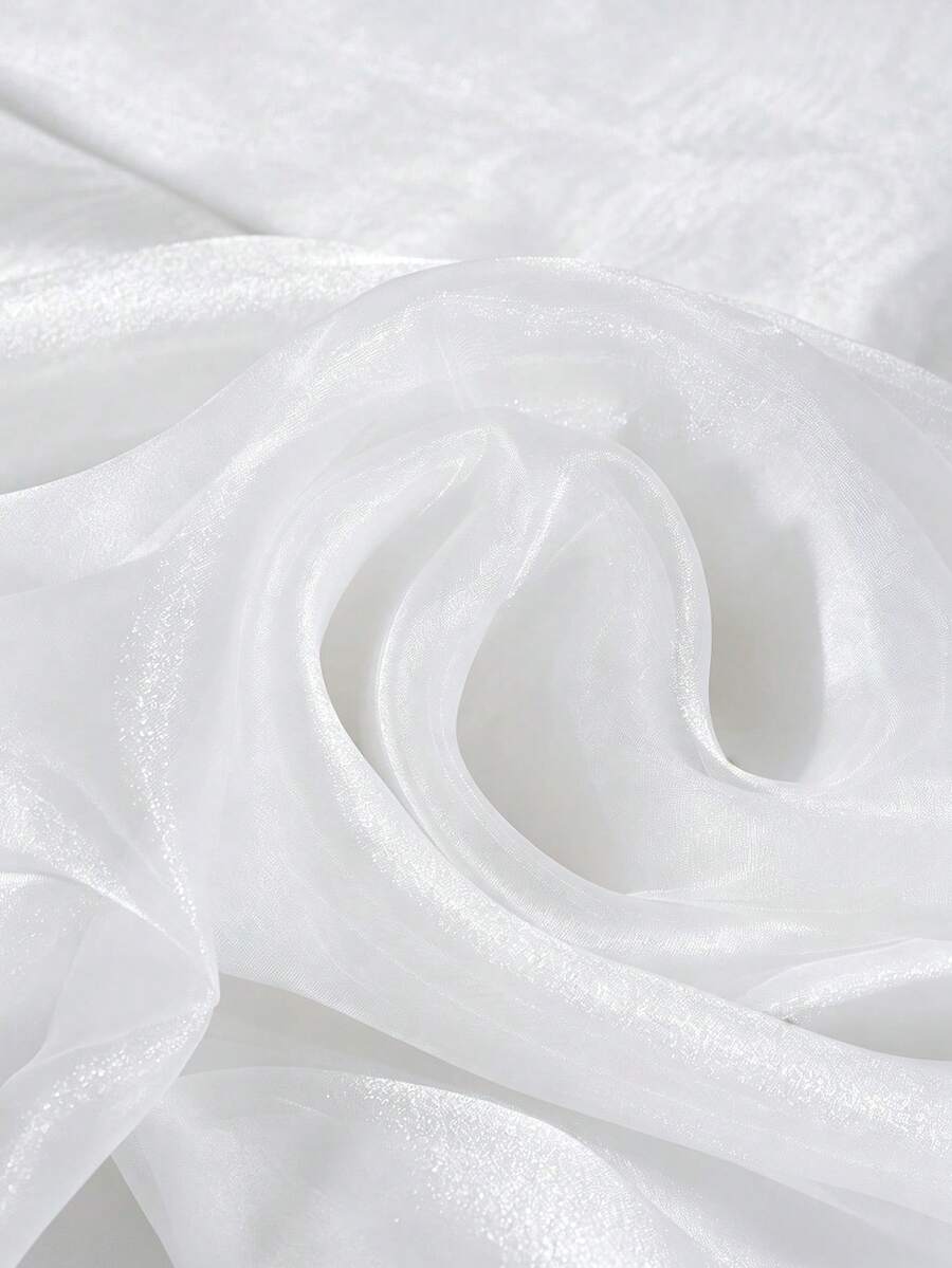 1件裝亮面水波紋歐根紗冰紗布料,禮服婚紗珠寶背景手工DIY材料 - 水白色 - 查看 1