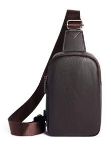 1 Piece Men's Black PU Leather Crossbody Sling Bag Casual & Business Use For Daily Commute - Multicolor - View 12