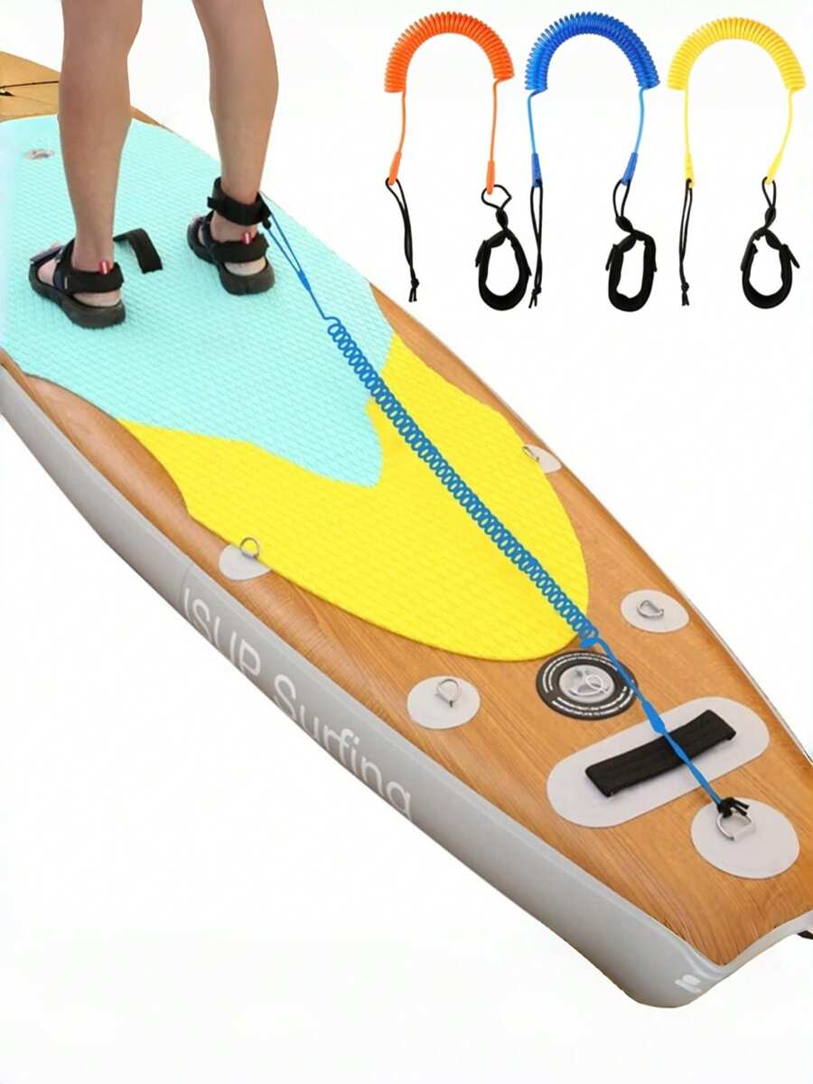 1Set Sup Board Foot Leg Rope Practical Coiled Surfboard Leash Elastic Surfing Stand UP Paddle Board Ankle Leash Surfing Accessories - 彩色 - 查看 1