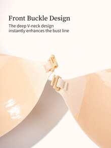 vfvQueen 1pc Adhesive Bra, Reusable Invisible Breathable Silicone Front Closure Push-Up Bra, Nipple Covers, Women's Lingerie Accessory, Suitable For Summer Dresses, Jumpsuits, Wedding Dresses - Multicolor - View 6