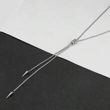 1件裝 男士不鏽鋼鉚釘吊墜可調節項鍊（顏色可能有所不同，以實物為準） - 彩色 - 查看 4