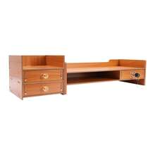 Soporte para monitor resistente con cajón, soporte elevado para monitor, estante de escritorio, organizador para oficina, estudio y juegos. - color madera - Ver 9