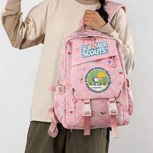 Miniso Pink Mermaid Scale Snoopy Summer Scouts Print 3Pcs Backpack Set Lightweight Multi Compartment Adjustable Wide Strap Student School Bag Handheld Mini B - Pink - View 2