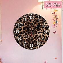 1Pc 2D Flat 12In Leopard Print Round Silent Wooden Wall Clock, Silent Quartz Movement, Holiday Gift For Halloween Thanksgiving Christmas, AA Battery Not Included,Room Decor,Bedroom Decor,Office Decor,Classroom Decor,Fall,Picks - Multiple Styles/1pc - View 5