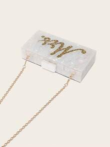 Mini Acrylic Striped Patchwork Bag - White - View 5