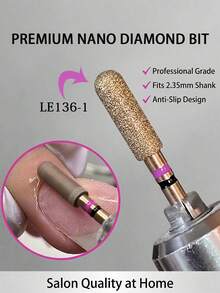 1pc Professional Rose Gold Diamond Nail Drill Bit - Precision Manicure & Callus Remover, Salon Quality (2.35mm Shank) - Multicolor - View 6