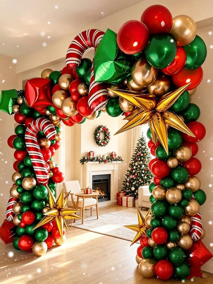 46/85/93pcs Christmas Balloon Arch Set - Red & Green Theme Design, Suitable For Christmas, New Year, Anniversary And Holiday Party Decoration - View 1