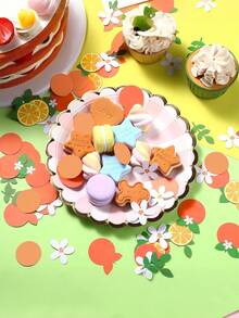100件雙色草莓紙屑，粉色數字1桌飾，適合生日慶祝派對 - 橘色 - 查看 5