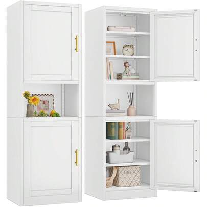 67" Tall Narrow Storage Cabinet, Metal Bathroom Cabinet With 2 Doors & 4 Adjustable Shelves, Freestanding Slim Pantry Organizer For Bathroom Variant 1