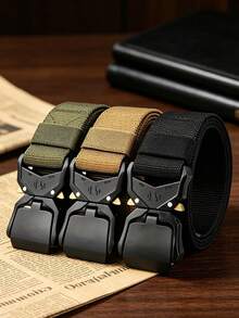 2/1pc Nylon Automatic Buckle Belt Multi Color Tactical Snap Buckle Durable Workwear Accessory Ideal Gift For Outdoor Lovers. - Multicolor - View 1