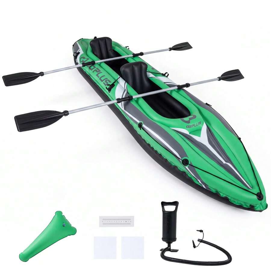 11.5 FT Tandem Touring Kayak With Aluminum Paddles For Adults Fishing Lake River - Green - View 1