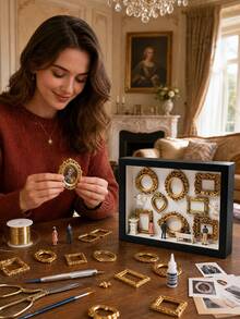 1 Set 3D Black Museum Silhouette 3D Photo Frame Set, Including Gold Resin Mini Frame Set, Celebrate Precious Memories In A Unique Way, Personalized And Distinctive Commemorative Photo Frame Accessories - Multicolor - View 7