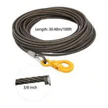3/8 Inch 100 Ft 6x25 IWRC Extra Improved Plow Steel Wire Rope, 2469.18 Lbs Working Load Limit Cable Fitted With Self-Locking Safety Hook, Heavy-Duty High-Strength Steel Line For Construction, Logistics, Lifting, Towing, Emergency Rescue & Household - Modern - View 7