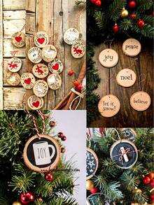 5pcs/10pcs Bulk Round Wood Slices, Undrilled, With Bark, DIY Wood Crafts, Suitable For Hand Painting, Pyrography, Carving, Christmas Tree Decoration, Wedding Gift Tags, Thanksgiving Autumn Tabletop Decor And Making Artistic Coasters - Round Wooden Board - View 7
