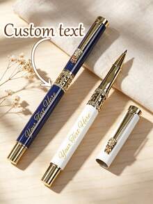 1 Pen And 4 Replacement Nibs And 1 Velvet Pen Pouch, Dragon Head Hollow Bright Metal Pen Set, Free Engraving, Perfect For: Office, School, Daily Use, Gift, Father's Day Gift - Sets - View 1