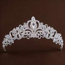 1 Set Perhiasan Pernikahan Wanita, Kalung dan Anting Mahkota Perak untuk Pengantin Wanita, Set Aksesori Pernikahan yang Indah - MultiWarna - View 12