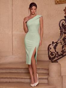 ADYCE Elegante vestido de fiesta de noche ajustado con hombros descubiertos, cintura alta, abertura larga y largo midi, adecuado para baile de graduación, fiesta de cumpleaños, cena, regreso a casa, invitada de boda, fiesta de cóctel, vacaciones familiares y otras ocasiones - verde menta - Ver 6