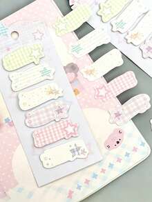 120pcs/Pack Cute Cat Shaped Index Sticky Notes, Adorable Highly Attractive Label Memo Stickers For Students, Directory Classification Markers, Message Notes, INS Style Cartoon Memo Paper, Student Message Classification Directory Stickers, Index Tabs, Reusable Sticky Notes - one-size - View 4