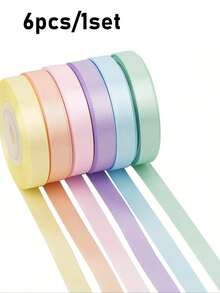 6pcs/Set Soft Satin Ribbon Gift Wrapping Ribbon Set, Suitable For Bouquets, Crafts, Birthday Parties, Weddings, Graduations Decoration, 1pc - Multiple Styles - View 13