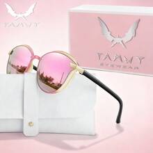 TAMWY Women Fashionable Cat Eye Sunglasses, Metal Frame Fashion Shades UV Protection Eyewear For Beach Travel Daily Outfit With Storage Box - Multicolor - View 6