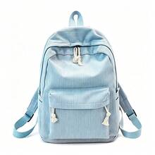 1pc Personalized Pink Custom Name Corduroy Backpack, Blue Cute Student School Bag, Embroidered Outdoor Bag, Back To School Birthday Gift, Suitable For Girls And Boys - Multicolor - View 20