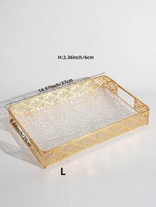 1件大/小號金色珠寶收納盤，桌面收納盤，香水與護膚品收納盤，多功能收納盤，高端奢華金色托盤 - 彩色 - 查看 16