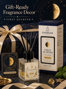 EVODUCK ناشر عطر بقصبات كريستالية على شكل هلال 50 مل، زيت عطري من الحمضيات والريحان، يحتوي على كريستال أصفر، يأتي مع 4 قصبات ألياف، ديكور غرفة جميل على شكل هلال، هدية عيد ميلاد لها، عطر للمساحات الصغيرة في غرفة النوم والحمام والمكتب والرف، هدية ديكور المنزل - عطر متنوع - مشاهدة 11