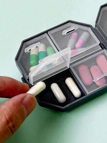 Portable Octagonal Divided Pill Box, Unisex Pill Box With Funny Capsule, Pill, Letter, And Medicine Bottle Patterns, Waterproof Mini Travel Pill Box, Portable First Aid Kit, 6-Compartment Capsule/Pill Storage Box, Travel Pill Box, Moisture-Proof Pill And Vitamin Container Dispenser, Essential For Travel And Home, Lightweight Pocket-Sized, Dust-Proof Design, Suitable For Daily Commute, Hiking, Business Travel, Or Camping, Creative And Practical Gift - Multicolor - View 5