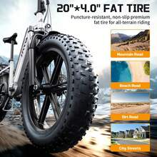 TST Electric Bike For Adults, 749W Folding E Bike Removable Battery 40/60 Mile Range, 20x4 Fat Tire Ebike For Commute, Electric Bicycle With LCD Display 7-Speed - 淺灰色 - 查看 3