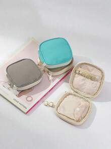 Portable Mini Jewelry Storage Box, Travel Jewelry Organizer Bag, Zippered Accessory Carrying Case, Small Ring Earring Necklace Storage Rack, Suitable For Daily Home Use, Business Trips, Weekend Getaways, Bedroom Vanity Jewelry Organization, Daily Accessory Storage - Multicolor - View 7