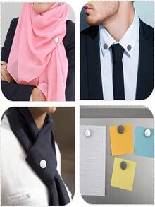 2/3 Pairs Stylish No-Sewing Buttons: Multi-Color Detachable Magnetic Buttons; Decorative Accessories For Shirts, Collars, Trousers, Cuffs, Scarves, And Headscarves. No-Sewing Garment Clips. - Round - View 7